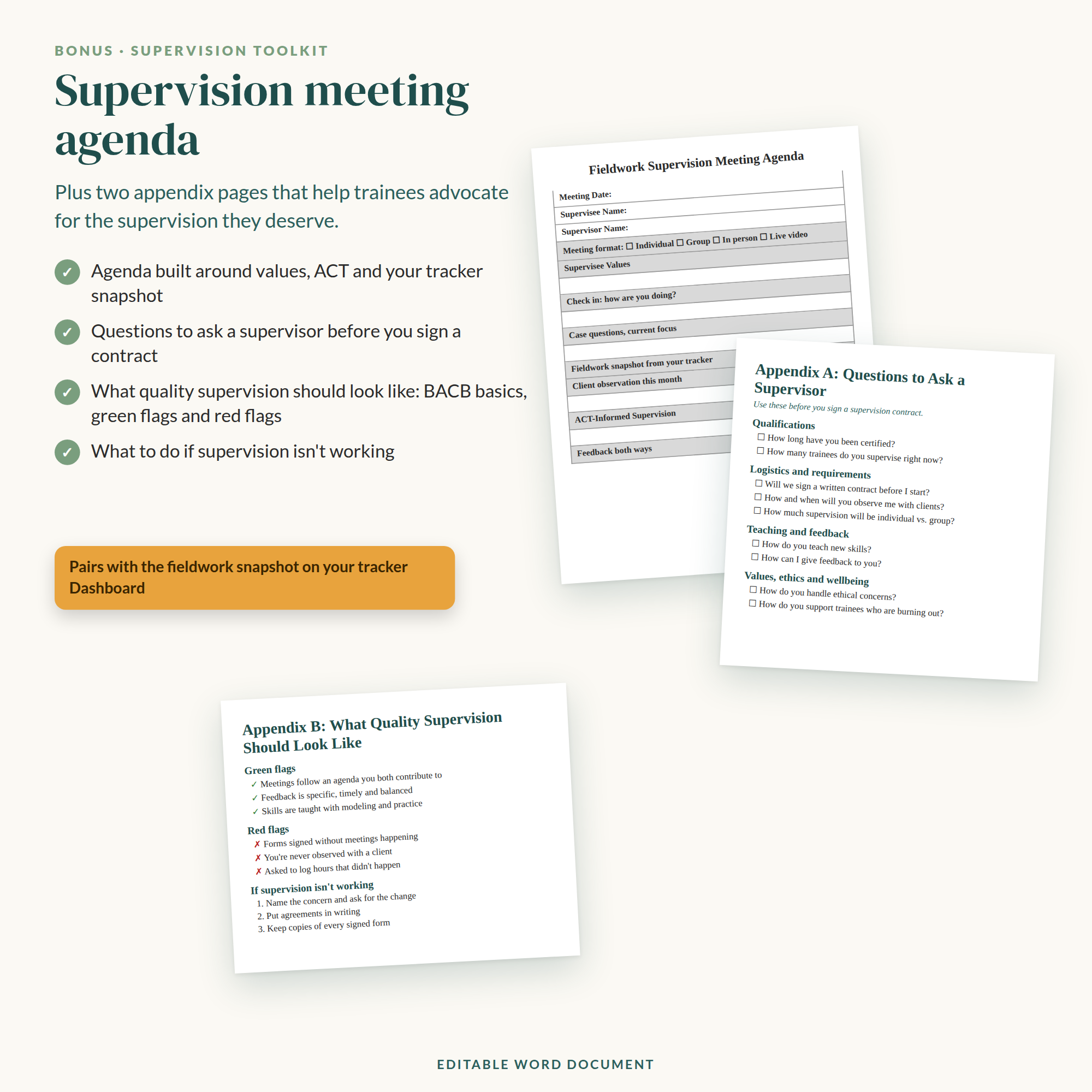 2027 BCBA BCaBA Fieldwork Tracker BUNDLE, Unrestricted Hours Ideas, Supervision Agenda, ACT-Informed Troubleshooting AND MORE! - Image 7