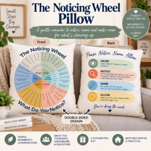 Feelings Wheel Pillow, ACT Therapy Pillow, Therapist Office Decor, Counseling Room Decor, Mental Health Gift, Psychology Pillow