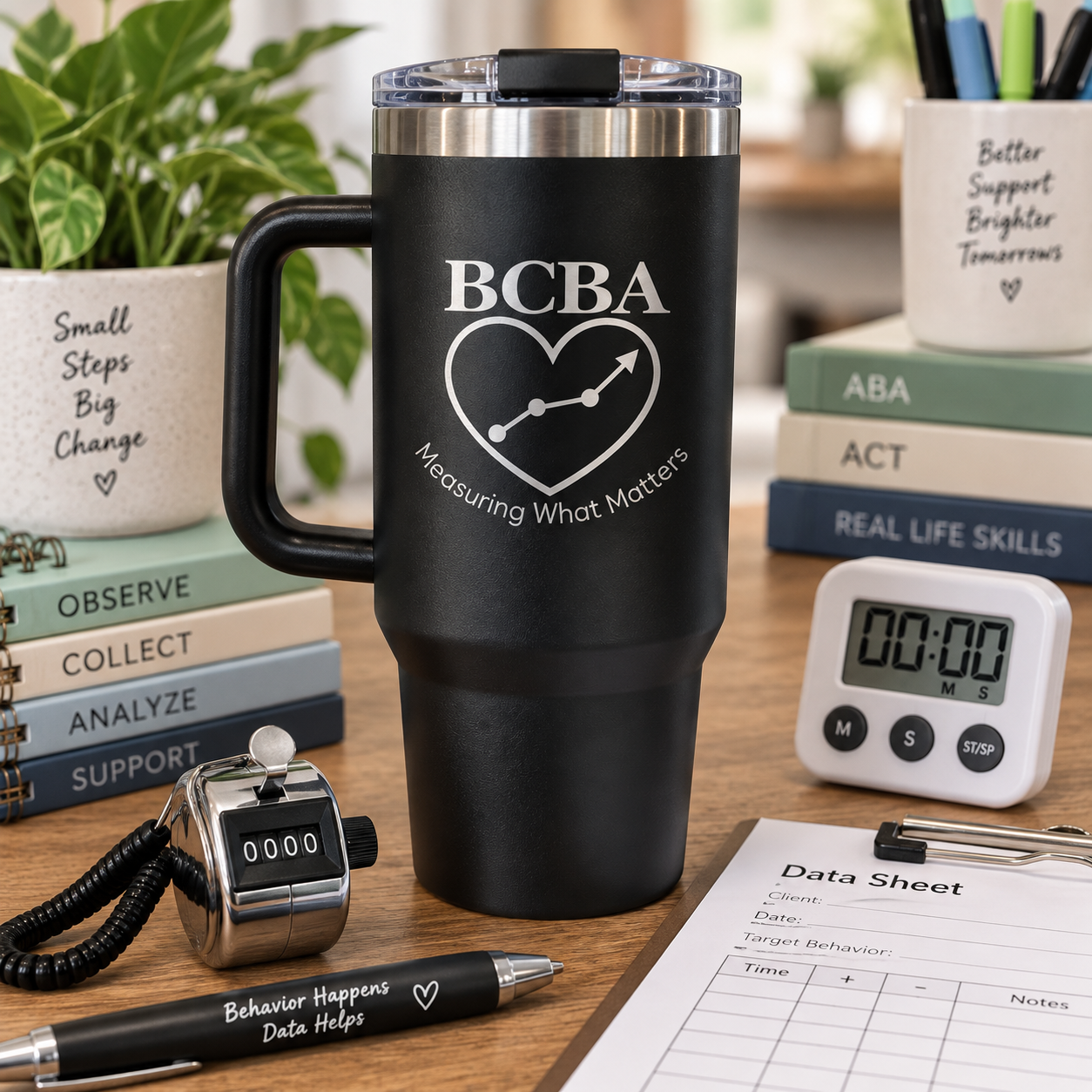 BCBA Tumbler 40oz, Measuring What Matters, Behavior Analyst Gift, ABA Travel Mug - Image 2
