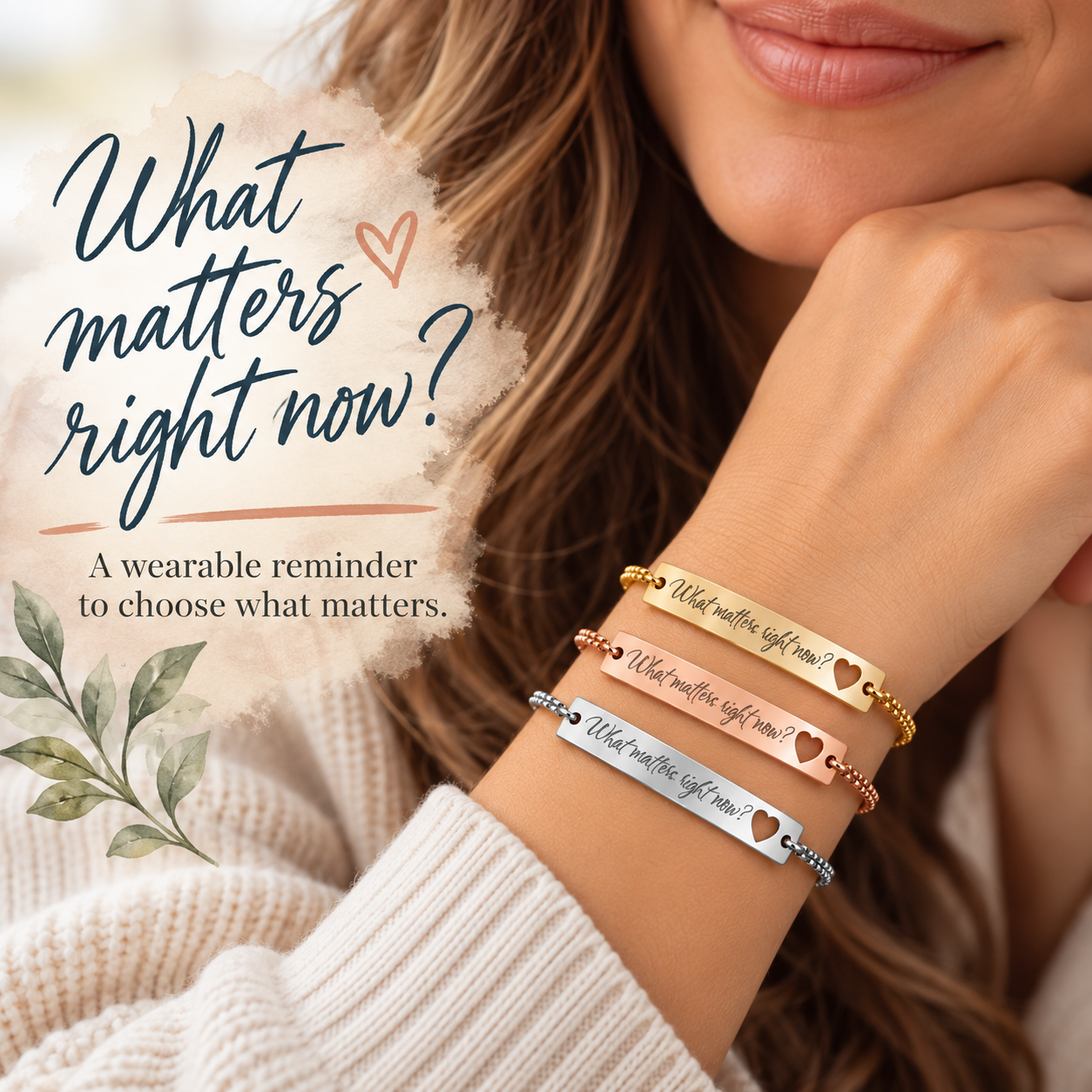What Matters Right Now Bracelet, Mindfulness Jewelry, Values Reminder, ACT Inspired Gift, Therapist Gift, Mental Health Jewelry