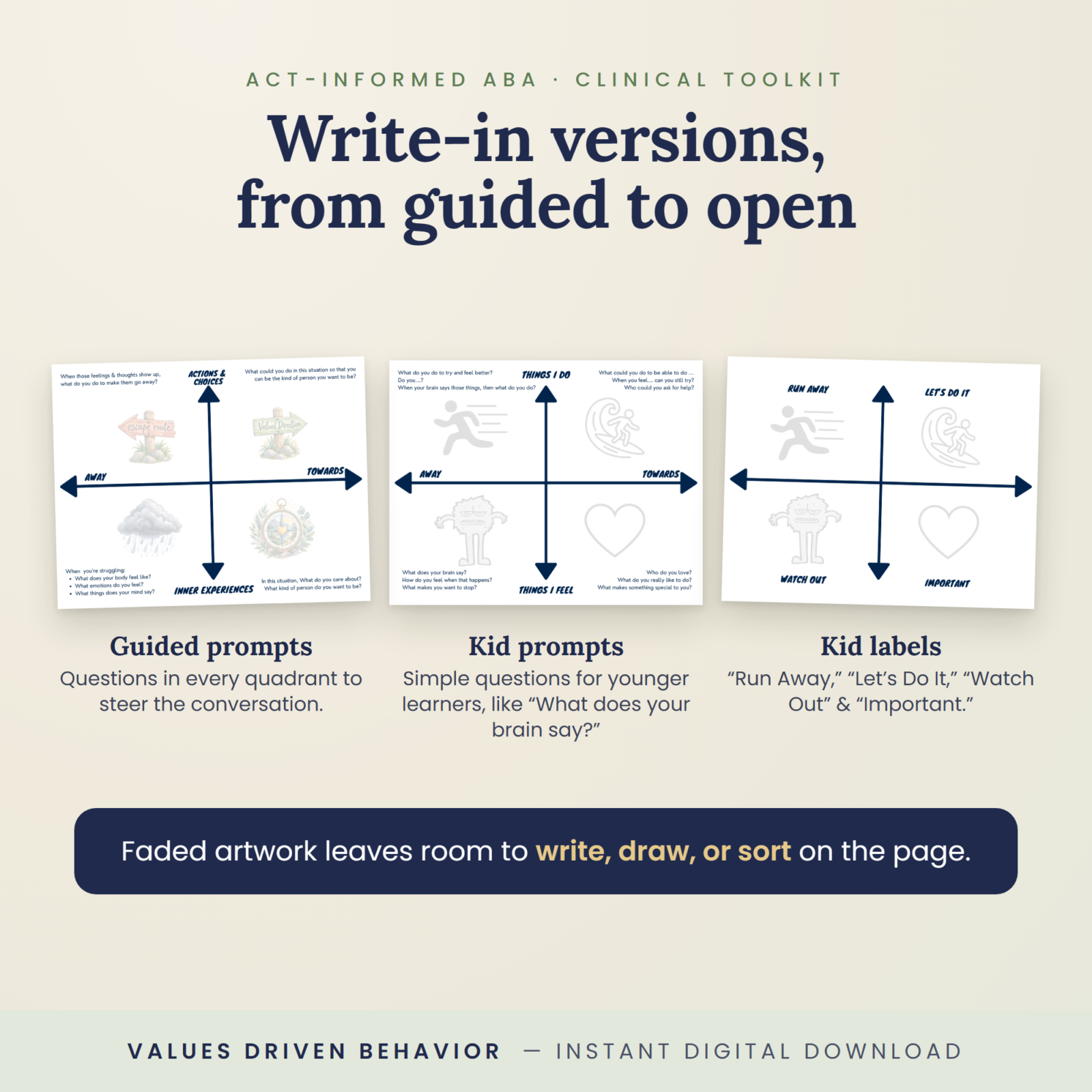 ACT Matrix Templates for Kids, Teens, and Adults - 6 Visual/Guided Versions PLUS a Fillable PDF - Image 3
