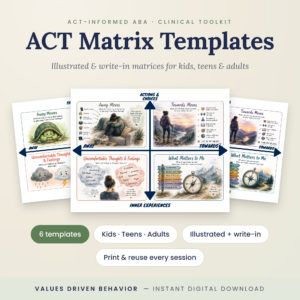 ACT Matrix Templates for Kids, Teens, and Adults - 6 Visual/Guided Versions PLUS a Fillable PDF