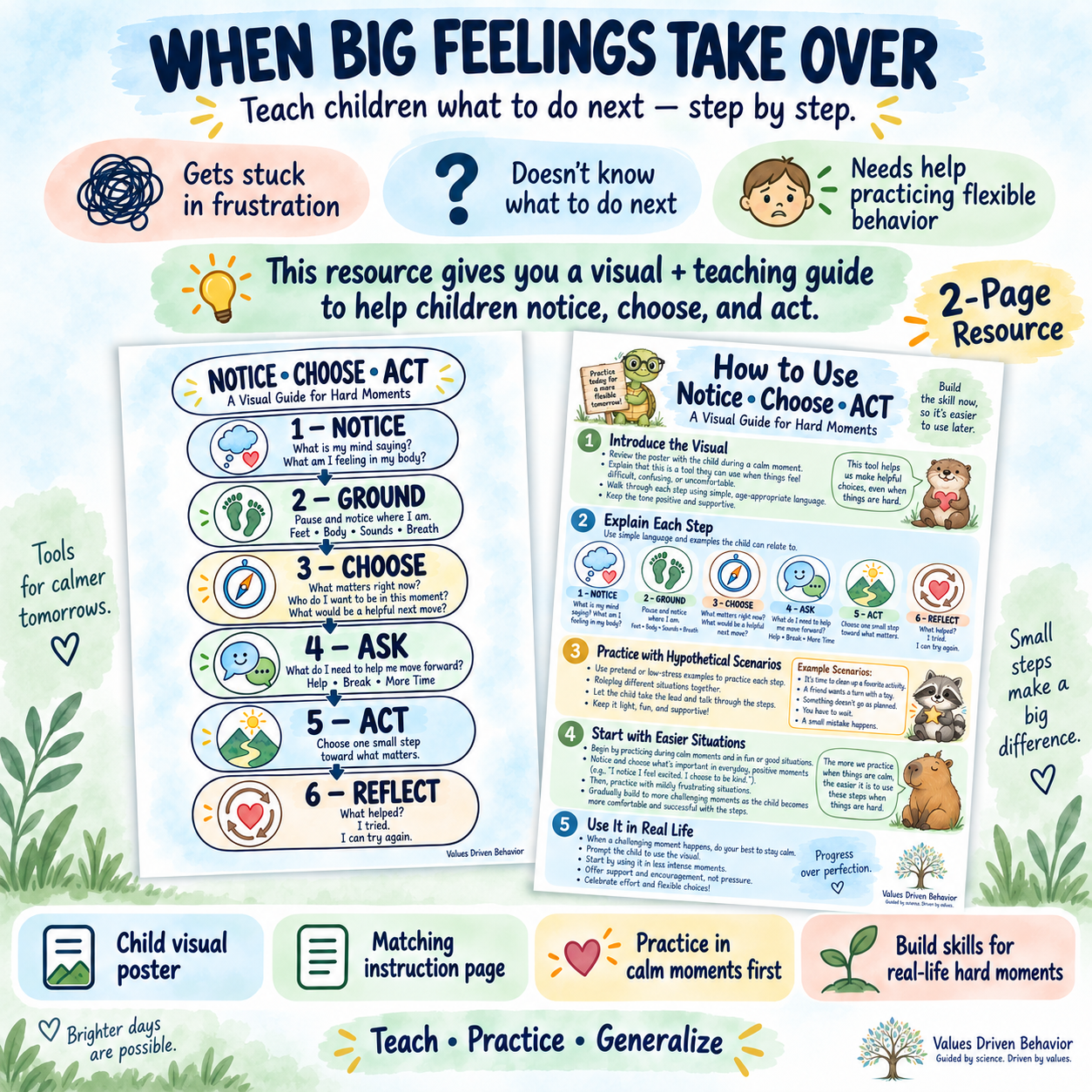 Flexible Thinking Visual, ACT Coping Skills Resource for Emotional Regulation - Image 5