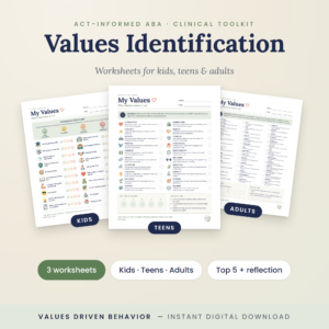 Visual Values Identification Worksheets for Kids Teens & Adults