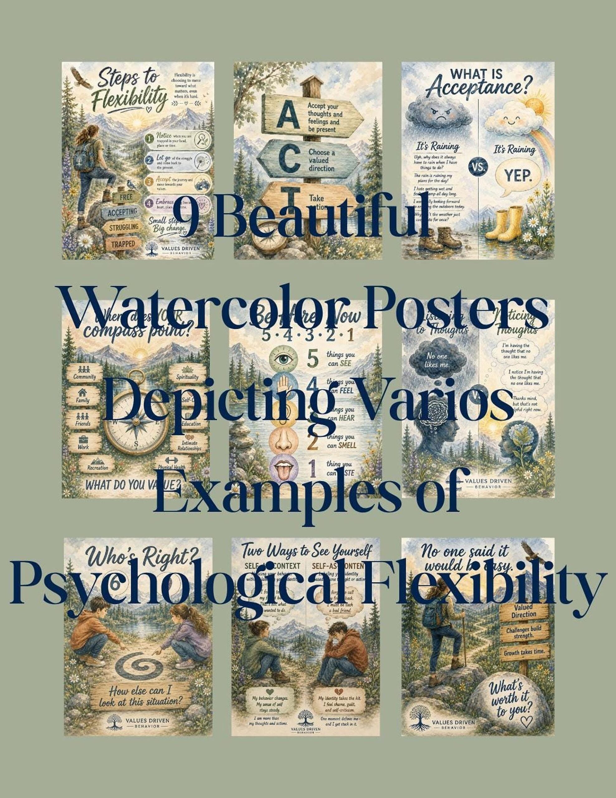9 ACT Therapy Watercolor Prints - Image 4