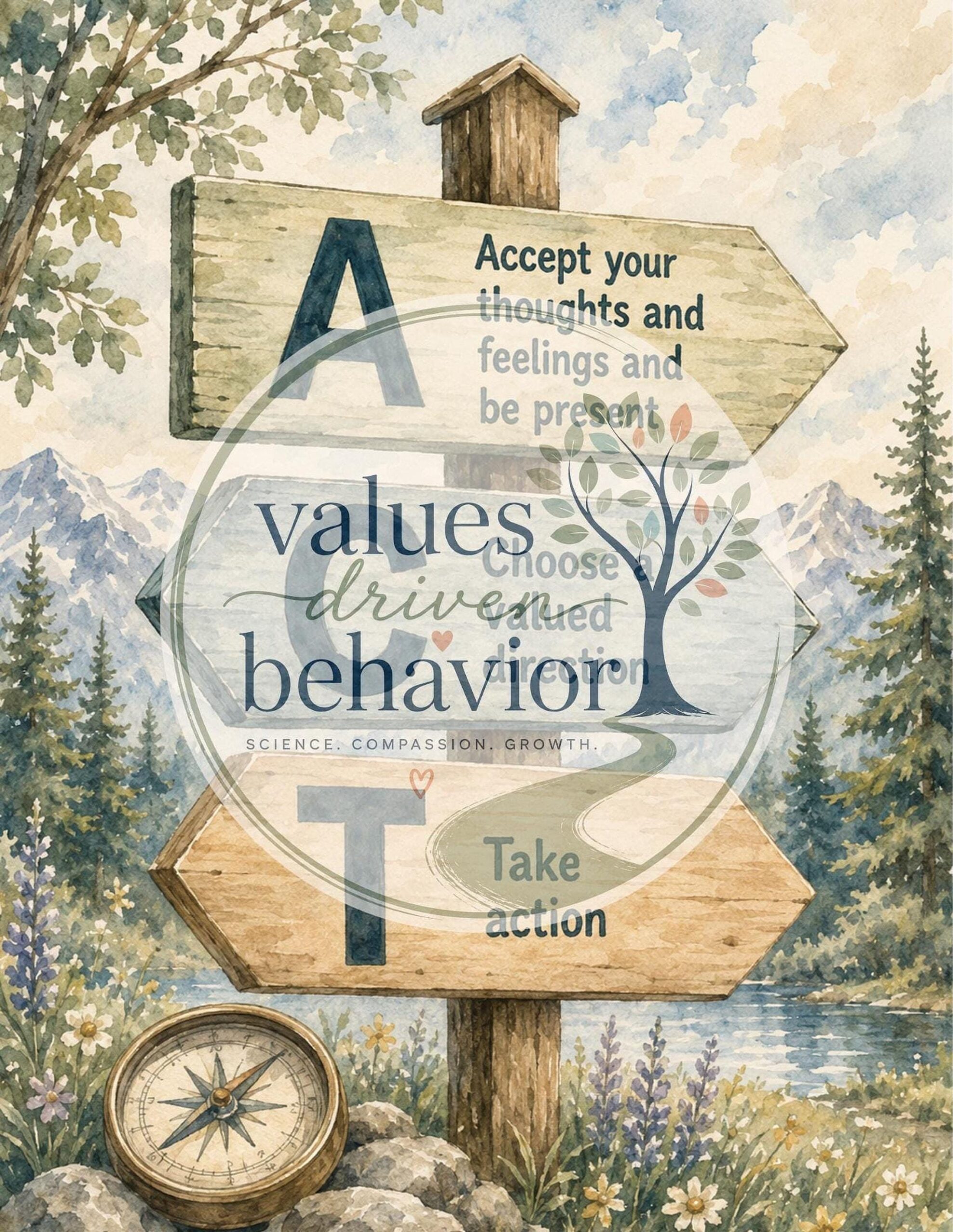 9 ACT Therapy Watercolor Prints - Image 6