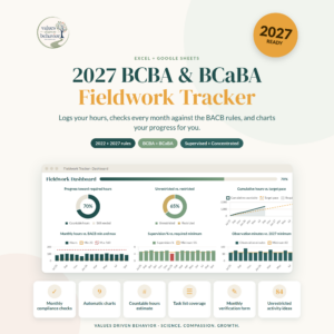 2027 BCBA BCaBA Fieldwork Tracker for Excel & Google Sheets with Unrestricted Hours Ideas